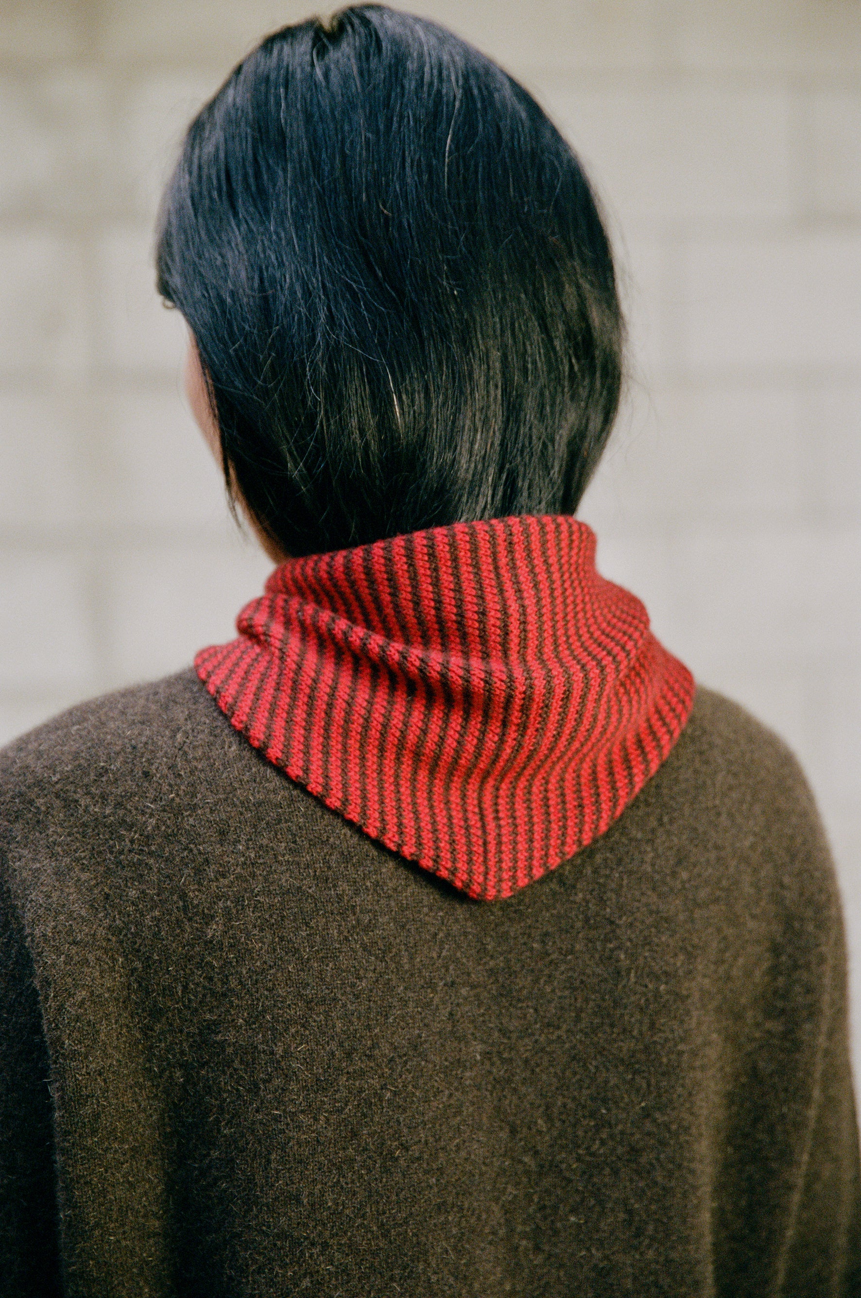 Daisy Scarf - Cherry and Chestnut Stripe - Image 4