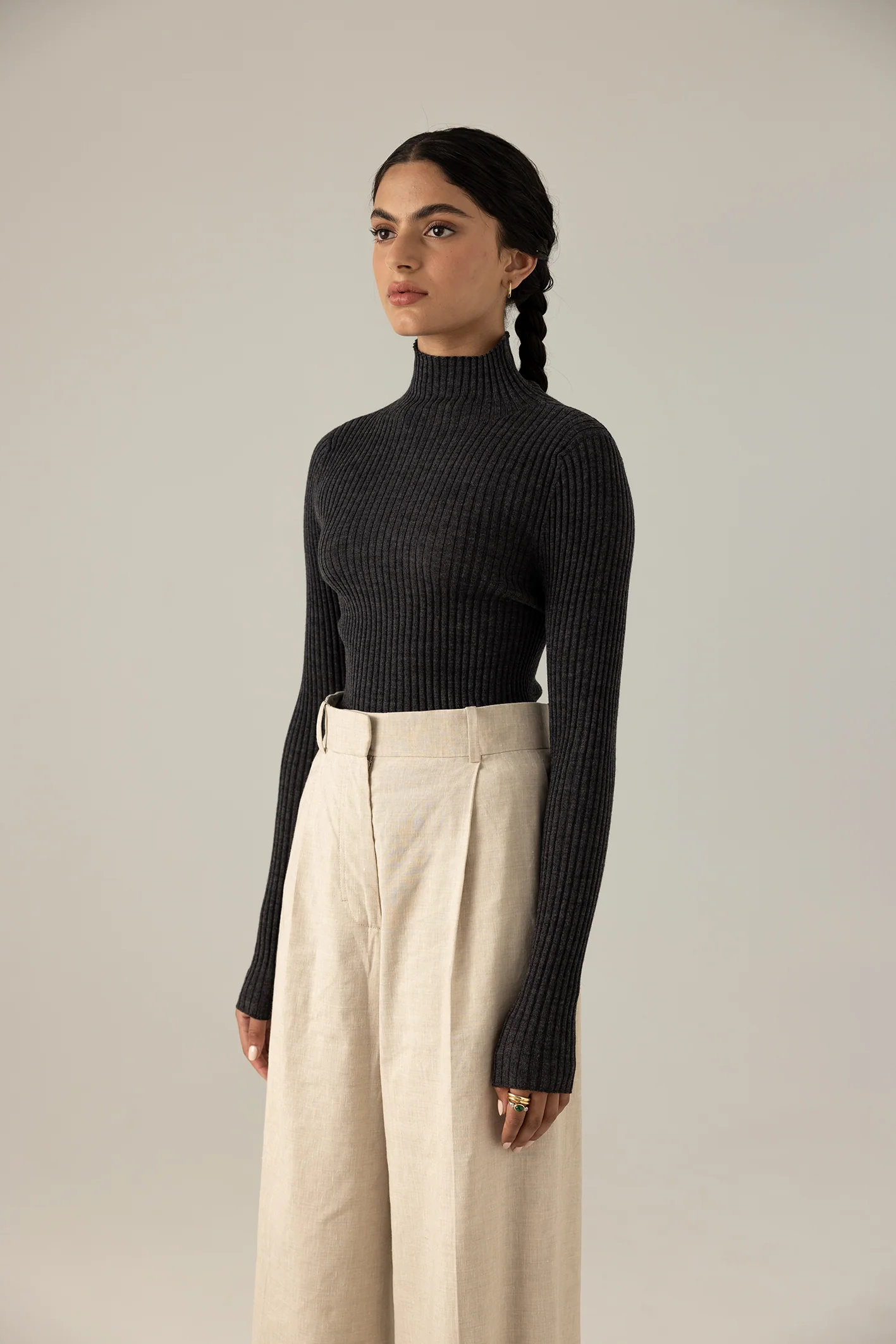Essence Fine Turtleneck - Charcoal - Image 3