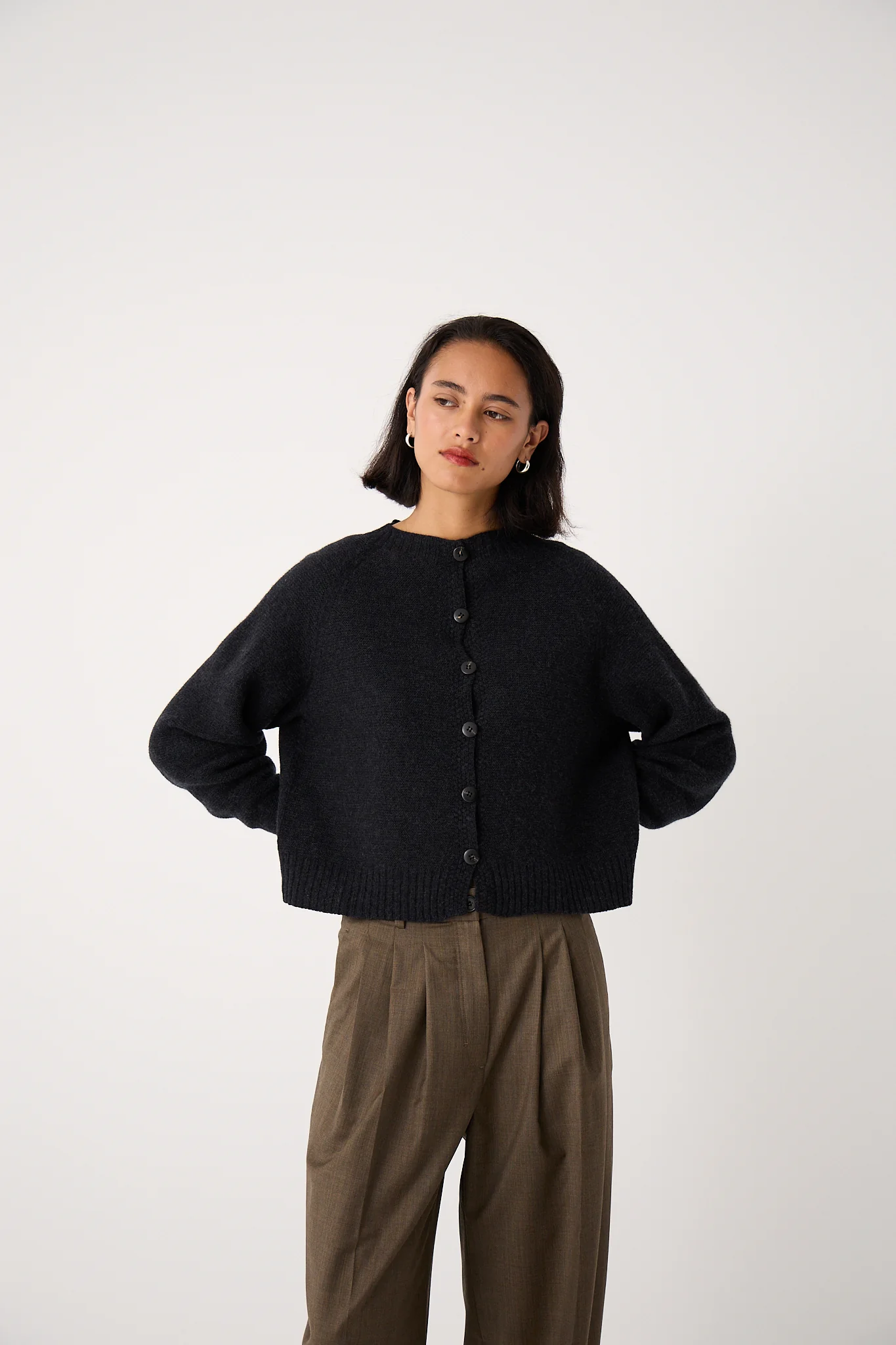 Loft Cardigan - Almost Black - Image 3
