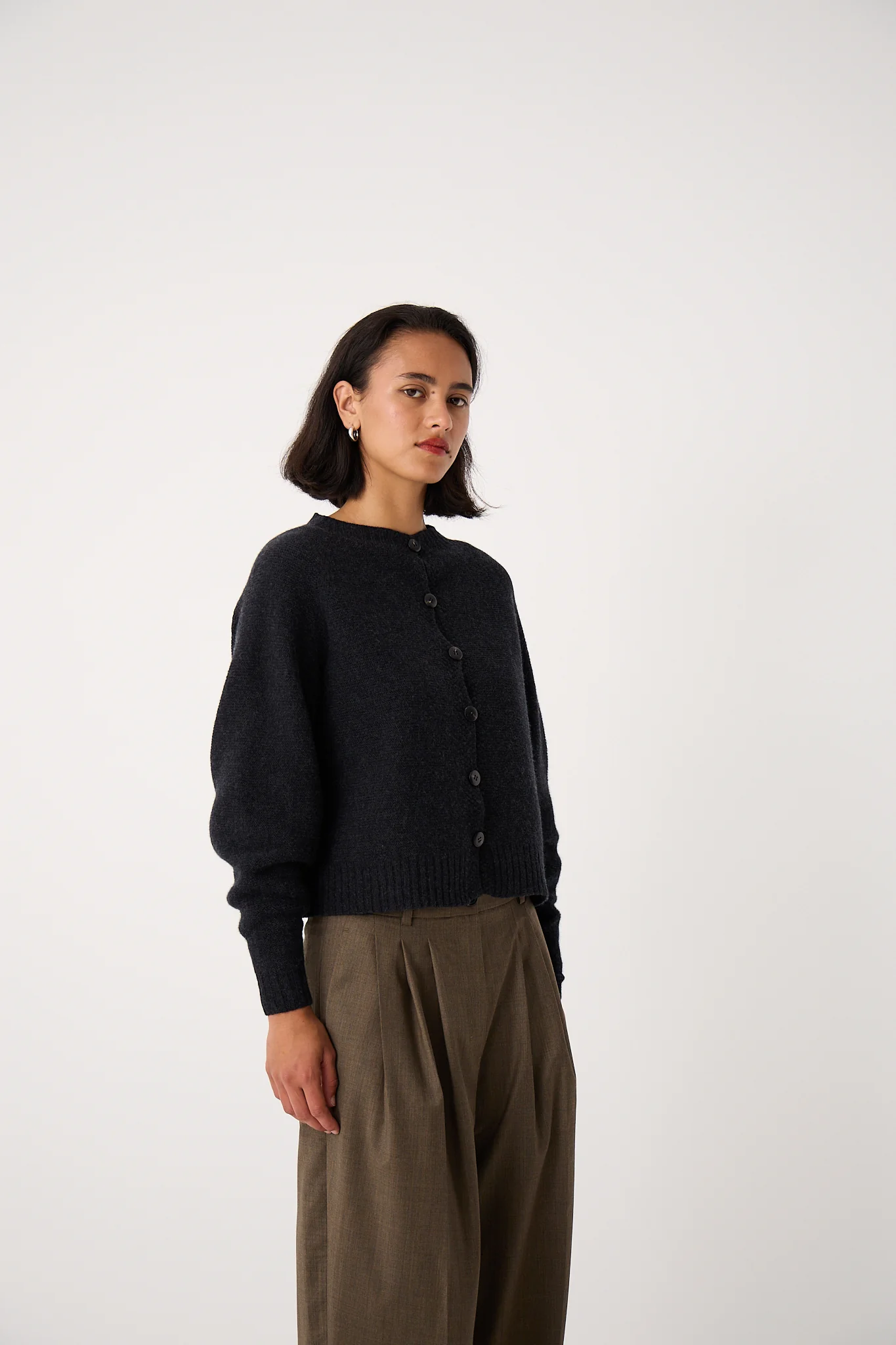 Loft Cardigan - Almost Black - Image 4