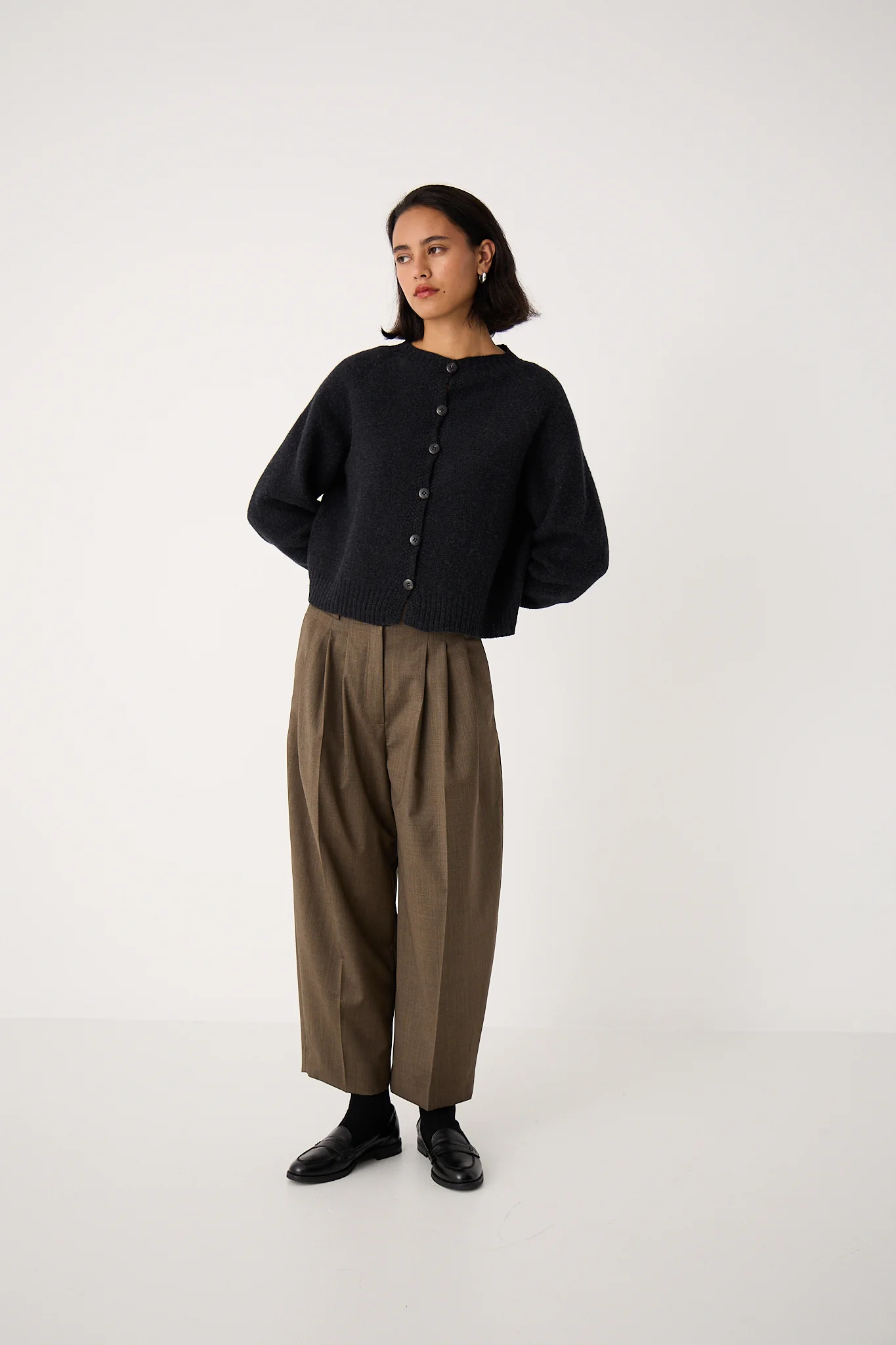 Loft Cardigan - Almost Black - Image 5