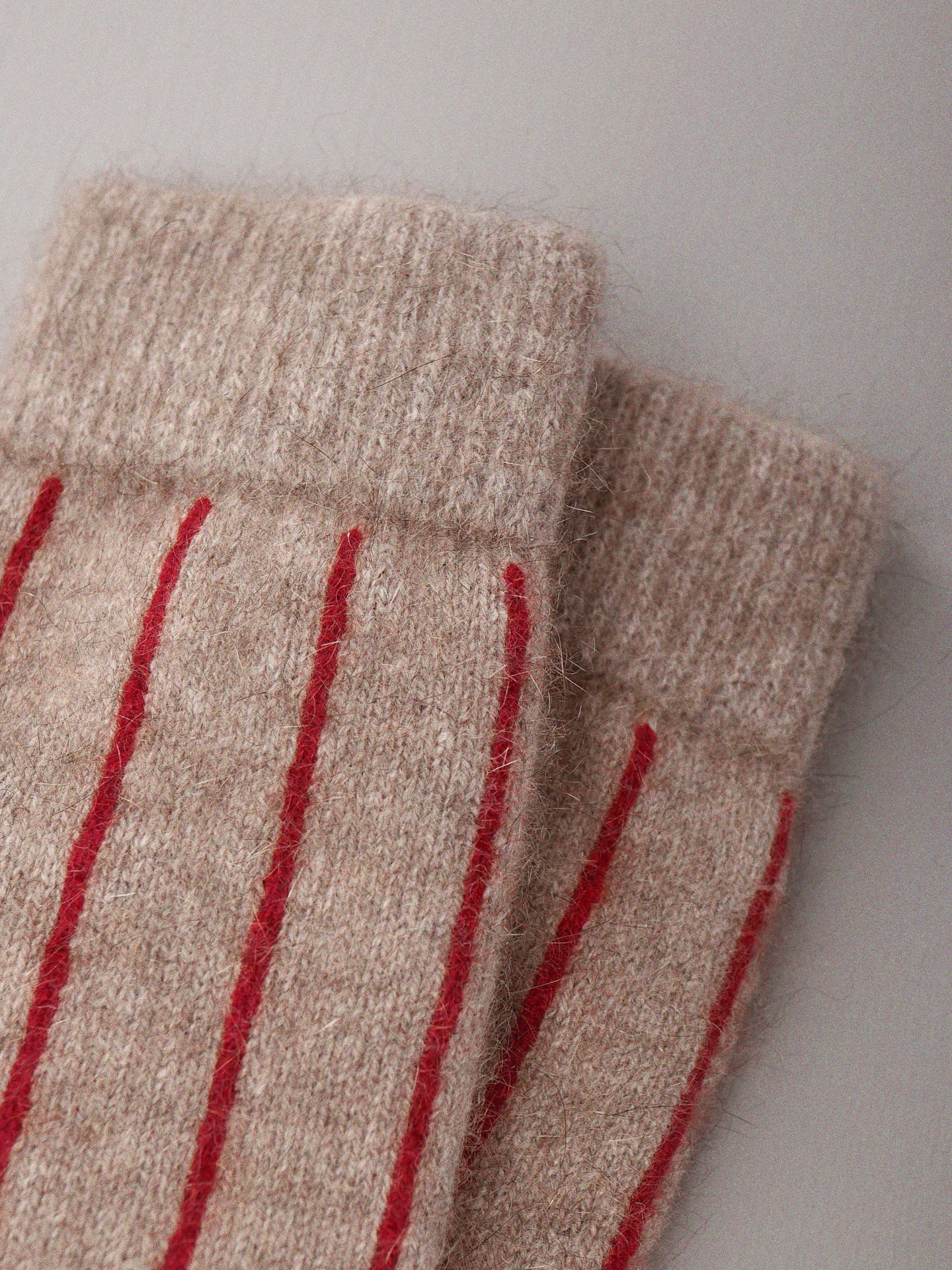 Possum Merino Socks Striped - Natural & Crimson - Image 3
