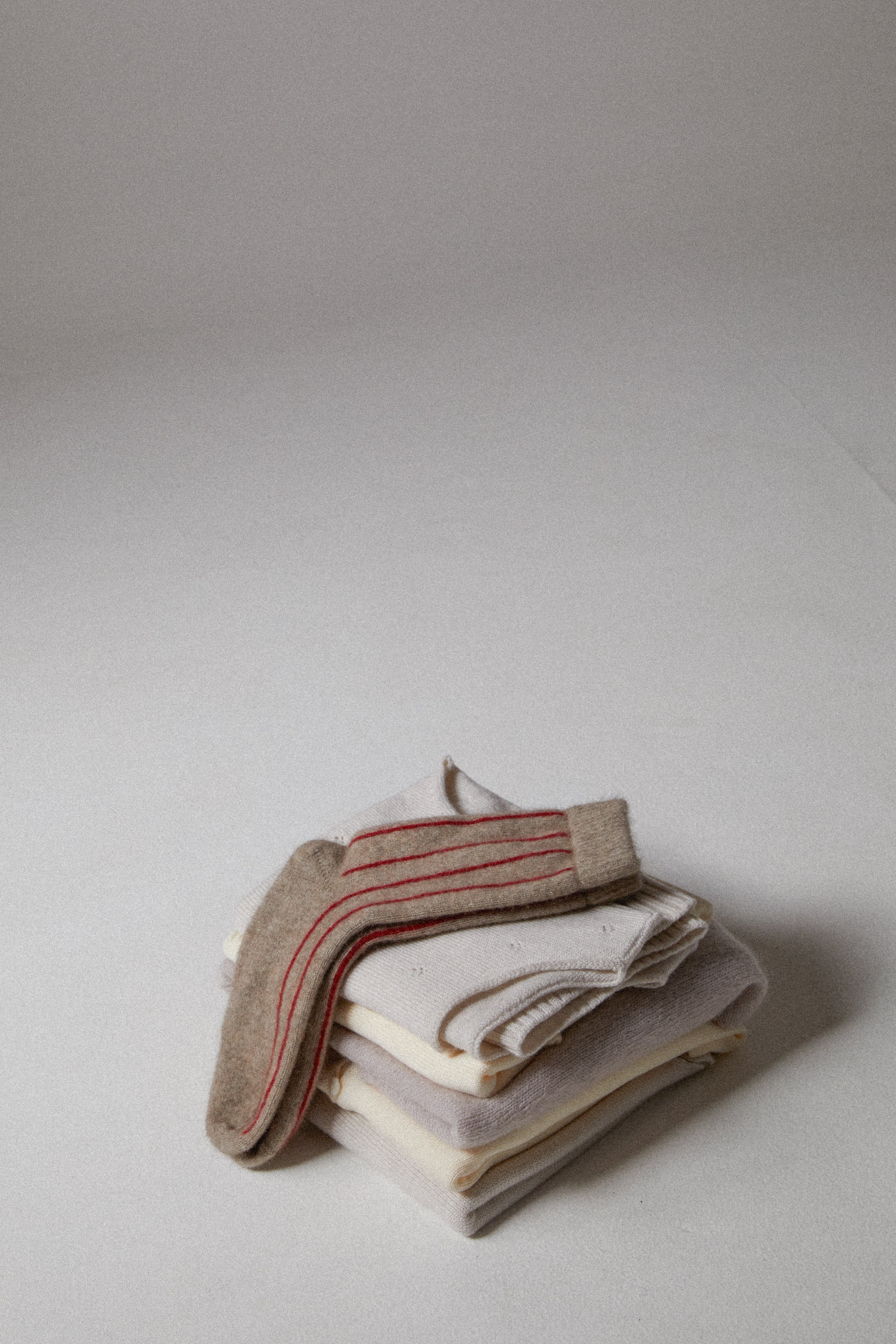 Possum Merino Socks Striped - Natural & Crimson - Image 4