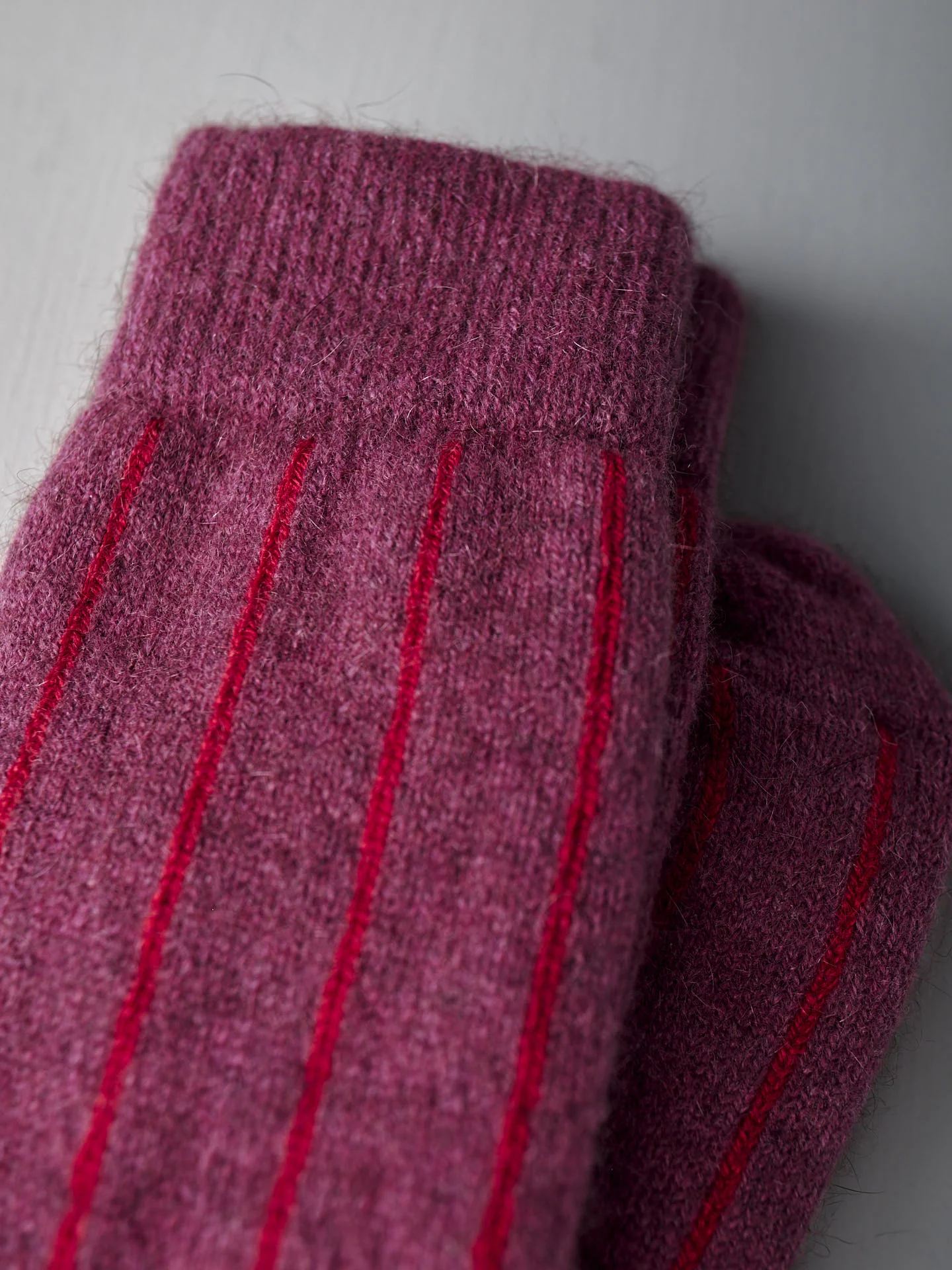 Possum Merino Socks Striped - Orchid & Crimson - Image 3