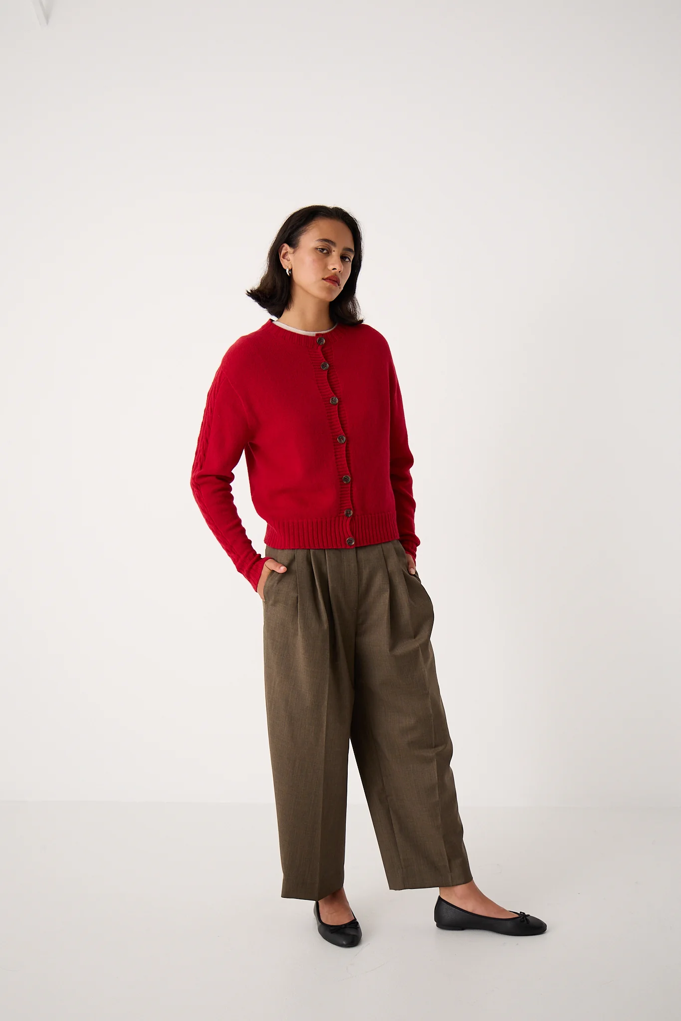 Kindred Cable Cardigan - Cherry - Image 3