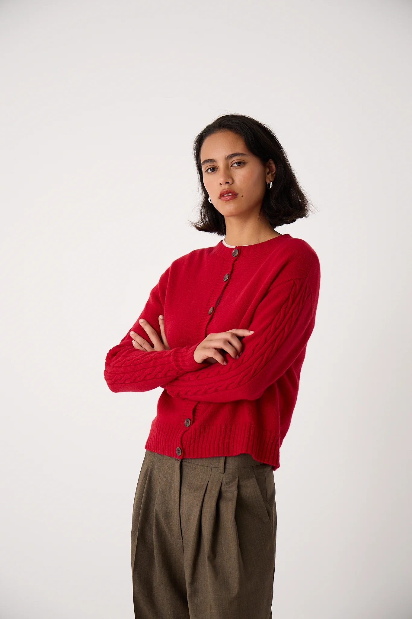Kindred Cable Cardigan - Cherry - Image 5