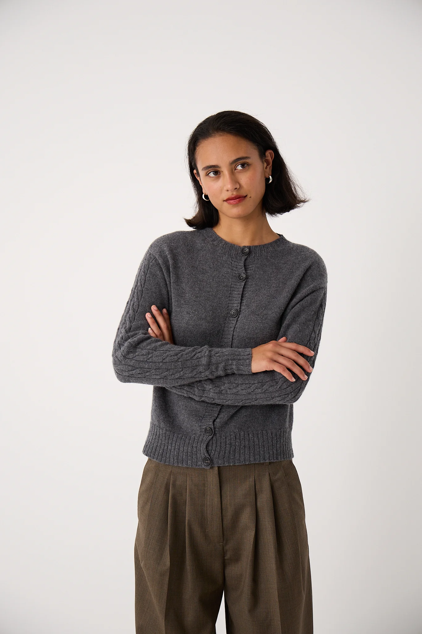 Kindred Cable Cardigan - Shadow Grey - Image 3