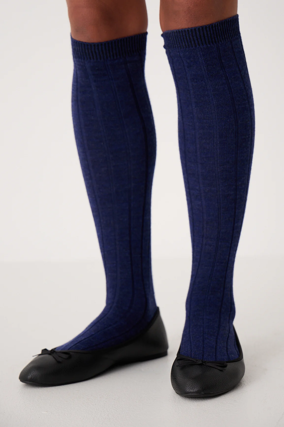 Tip Toe Knee High Sock - Sapphire / Creme Trim - Image 4